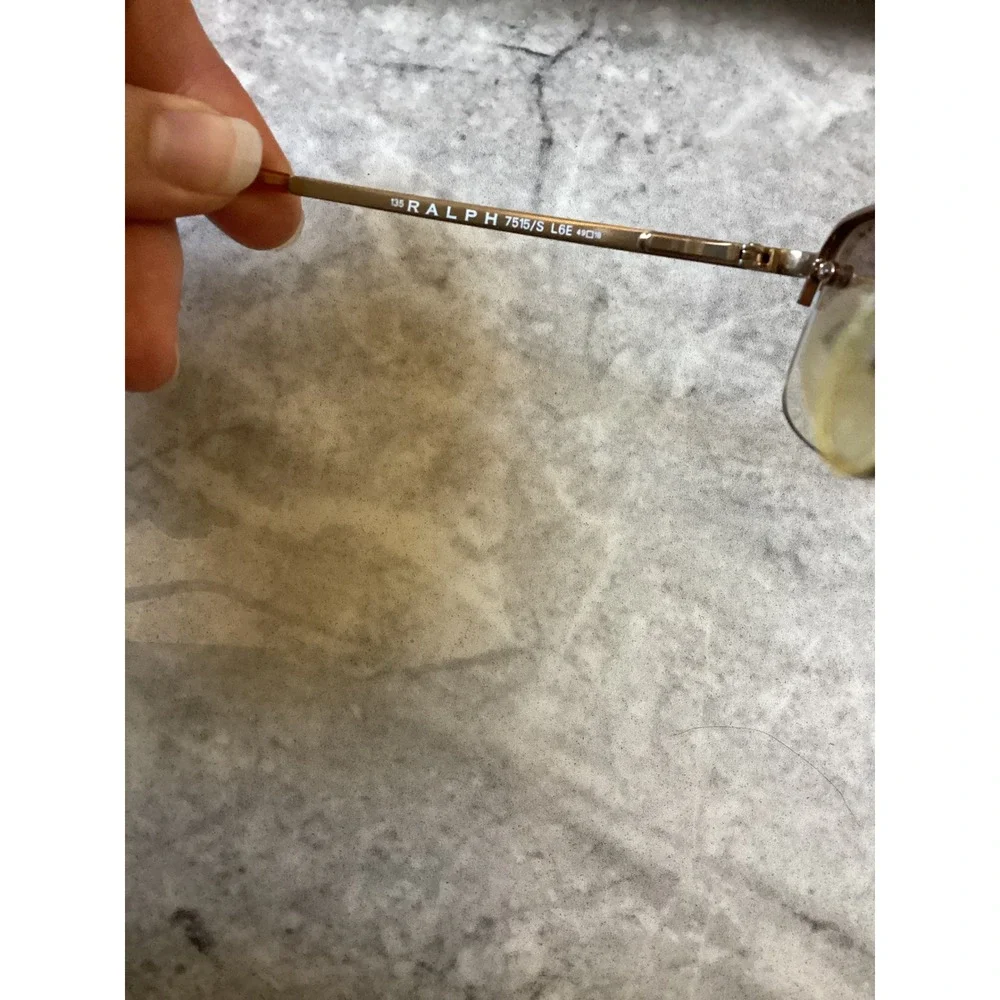 Ralph Lauren 7515/S L6E Rimless Sunglasses Gold Brown Gradient Y2K Rectangle